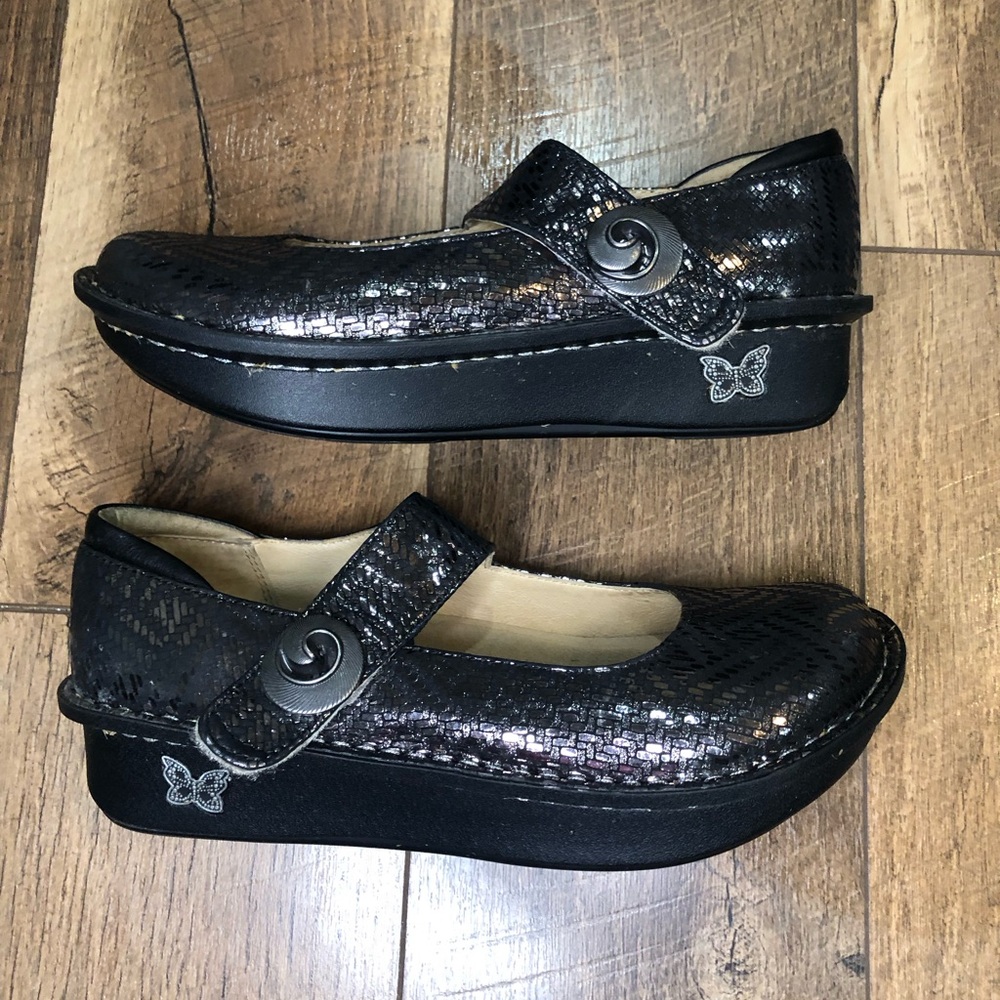 Alegria Metallic Snake Print Platform Mary Jane Size 37 US 6.5 - Picture 6 of 9